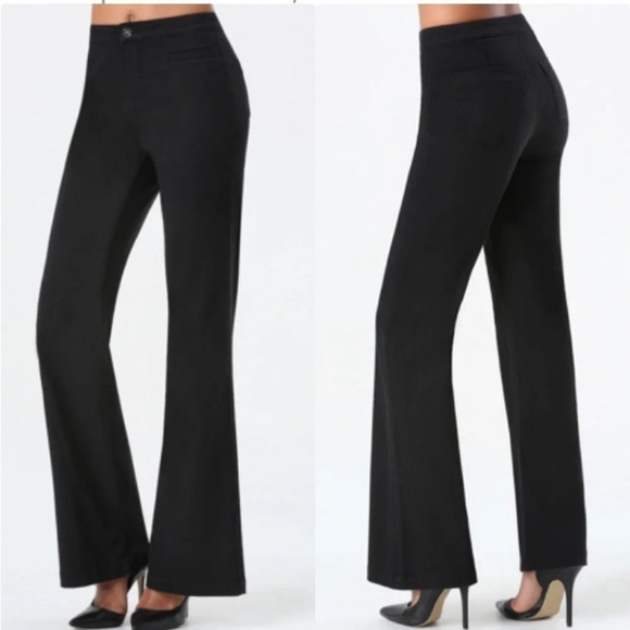 Bebe "NEW" Black Retro Y2K High Rise Wide Flare Leg Streetwear Pants Size 27 - Picture 1 of 7